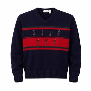 IZOD Golf Sweater Men Large Navy V Neck Golfer Embroidered Cotton Preppy Ivy Y2K